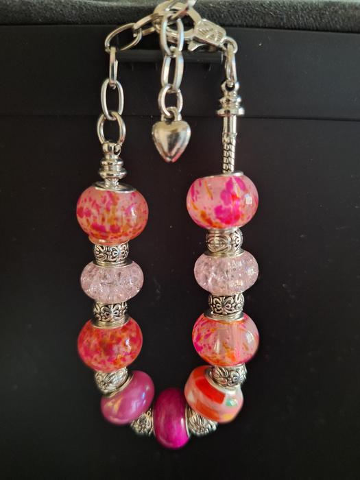 Murano Glass Style Bracelet Pink