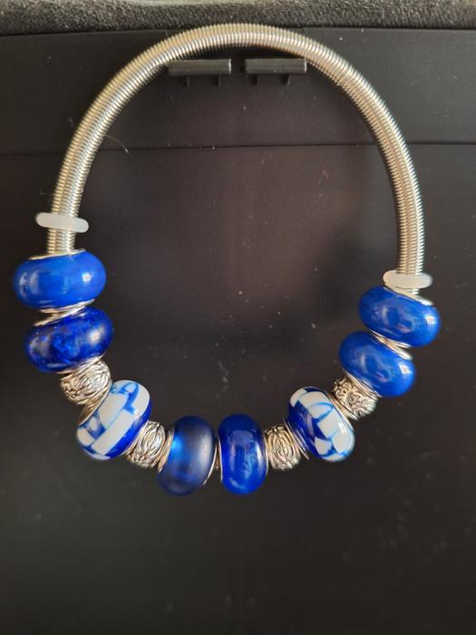 Murano Glass Style Stretch Bracelet Blue